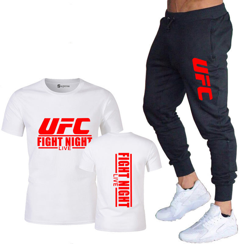 Ensemble de vêtements de sport pour hommes comprenant un t-shirt en coton et un pantalon