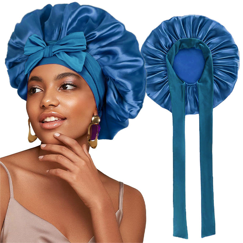 Bonnet de nuit en satin avec ruban élastique