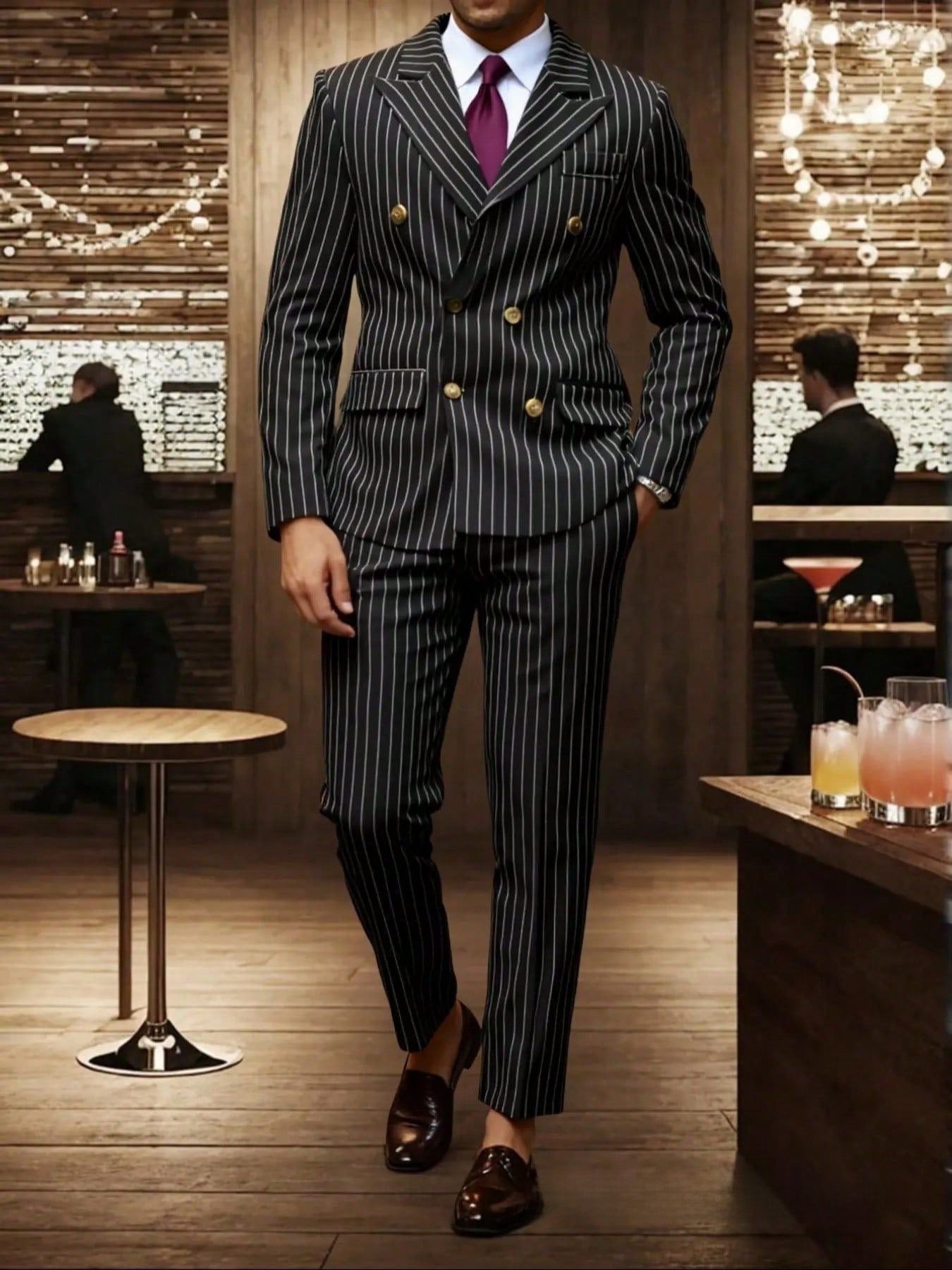 Ensemble costume rayé pour hommes