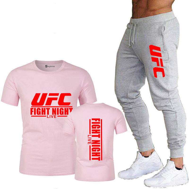 Ensemble de vêtements de sport pour hommes comprenant un t-shirt en coton et un pantalon