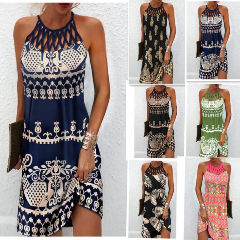 Robe pour femmes à imprimé floral avec col licou
