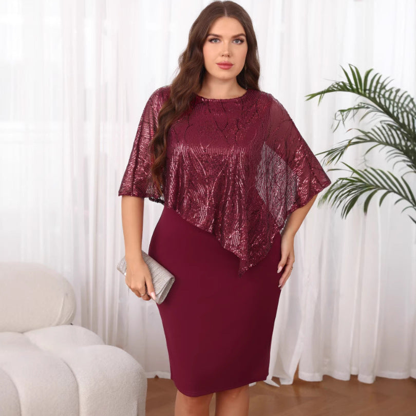 Robe grande taille à empiècements perlés