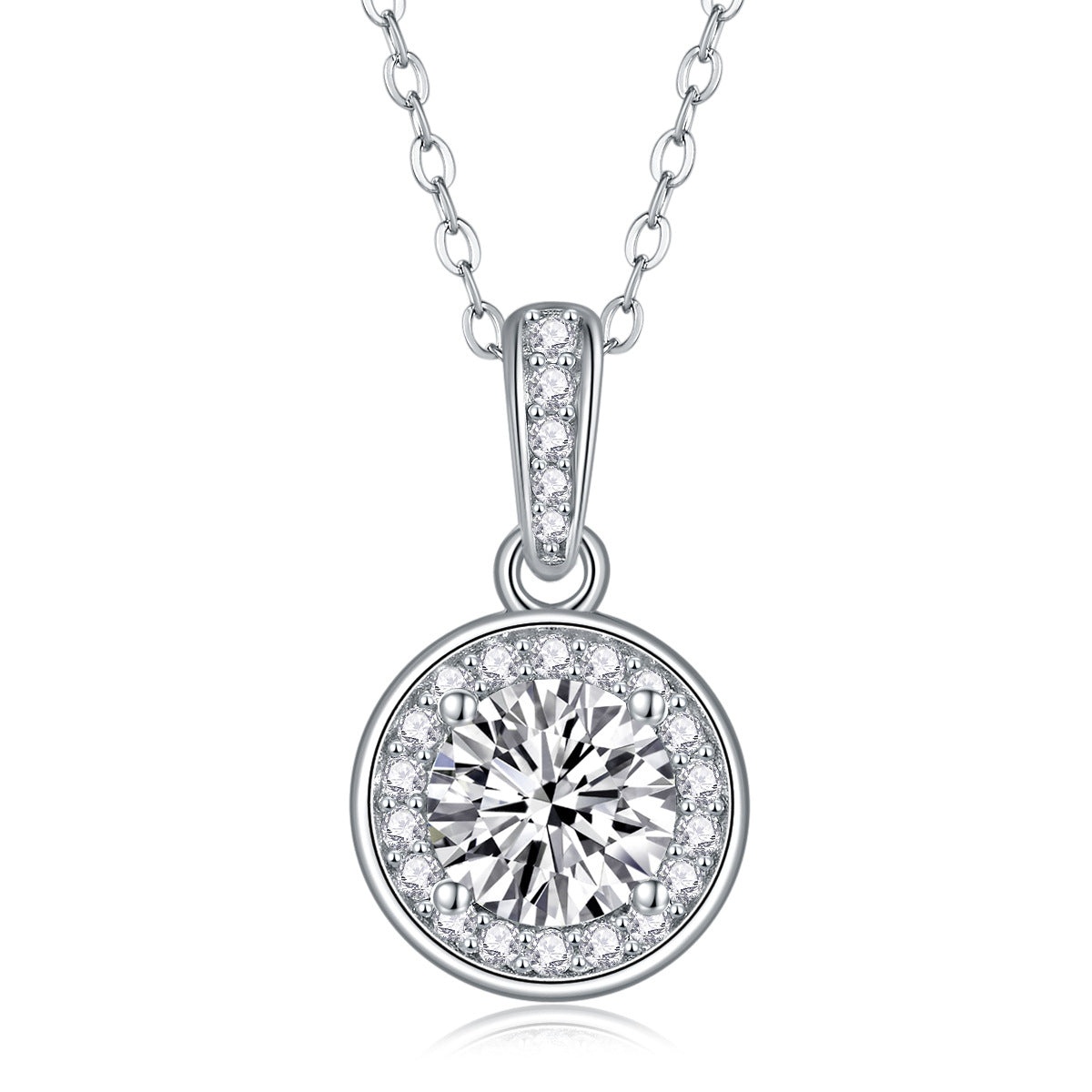 Collier pendentif géométrique en moissanite et argent sterling