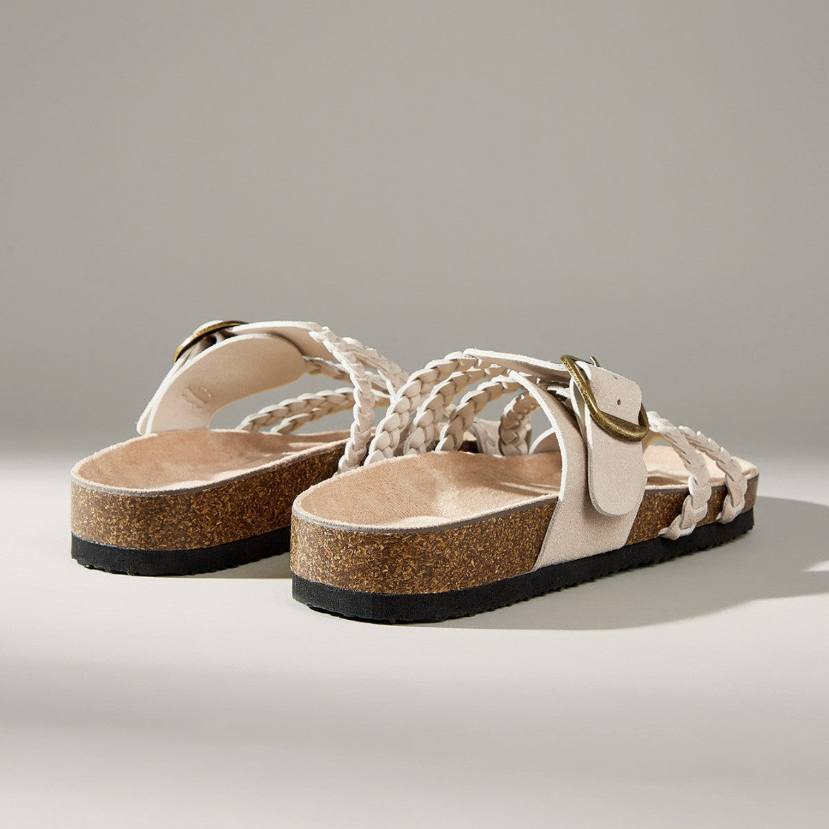Sandales tissées à boucle réglable avec semelles en daim