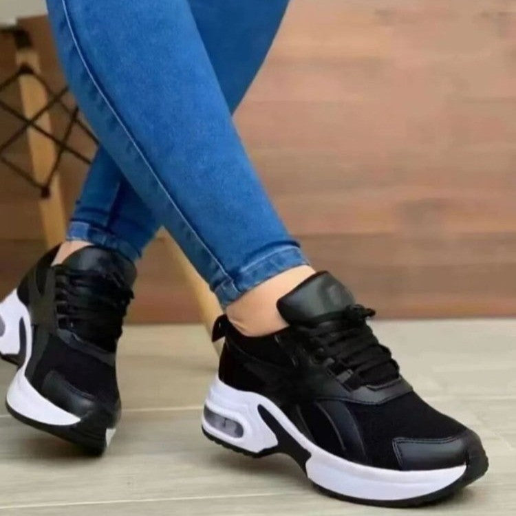 Baskets décontractées à plateforme pour femmes avec lacets