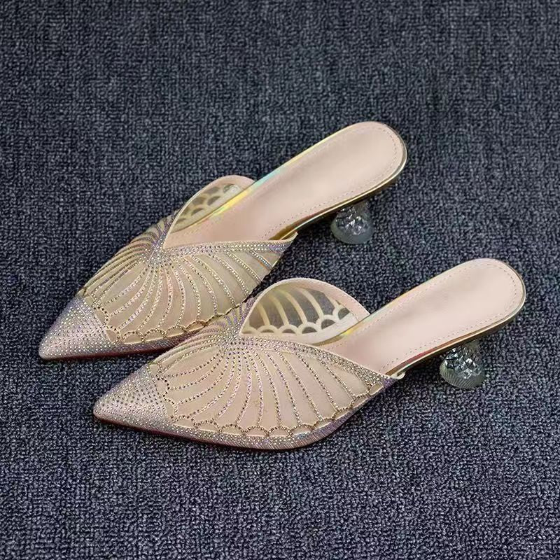 Chaussures: Sandales à talons aiguilles en cristal pour femmes