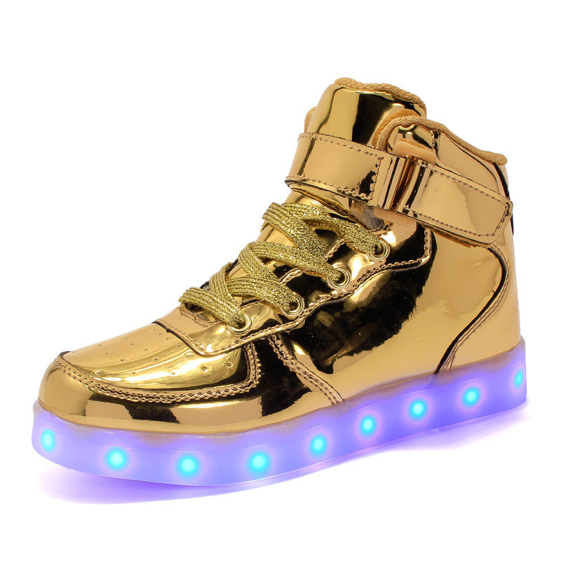 Chaussures décontractées lumineuses à surface miroir et velcro