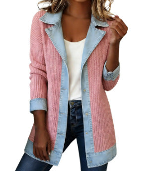 Veste patchwork élégante à manches longues pour femmes